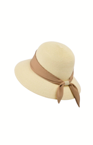 Mũ Cói Nữ Vành Rộng Kèm Nơ Lụa – Thái Trí Elegant Collection (2)