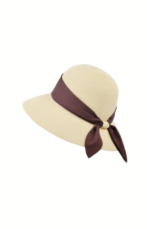 Mũ Cói Nữ Vành Rộng Kèm Nơ Lụa – Thái Trí Elegant Collection (5)