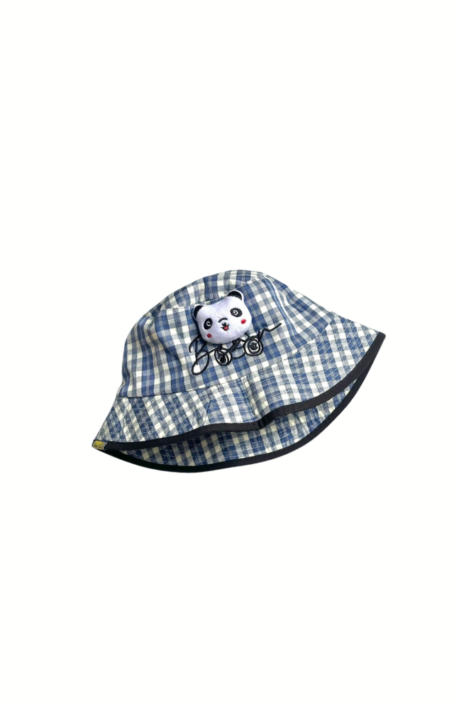 Nón Bucket Trẻ Em Kẻ Caro Nâu Họa Tiết Gấu Bông Dễ Thương – Thái Trí (1)