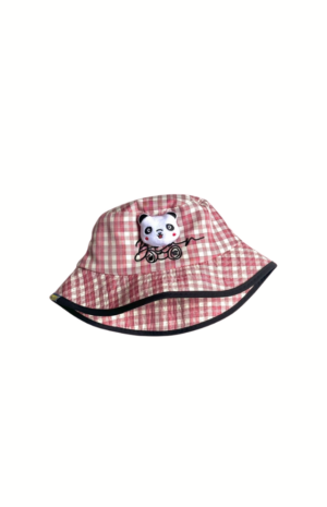 Nón Bucket Trẻ Em Kẻ Caro Nâu Họa Tiết Gấu Bông Dễ Thương – Thái Trí (3)