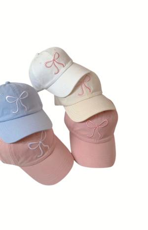 Nón Lưỡi Trai Thêu Nơ Xinh Xắn – Phong Cách Ulzzang Hàn Quốc – Nhiều Màu Dễ Thương (6)